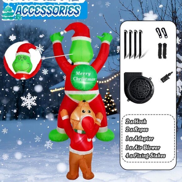 ⚡6 FT Christmas Inflatables Climbing Santa Claus with Dog Outdoor Decorations - Picture 2 of 7